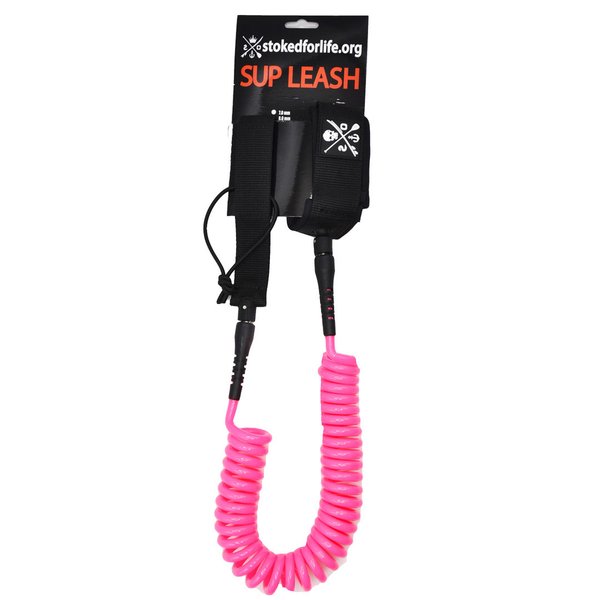 STOKED FOR LIFE Pink SUP Coiled Board Leash