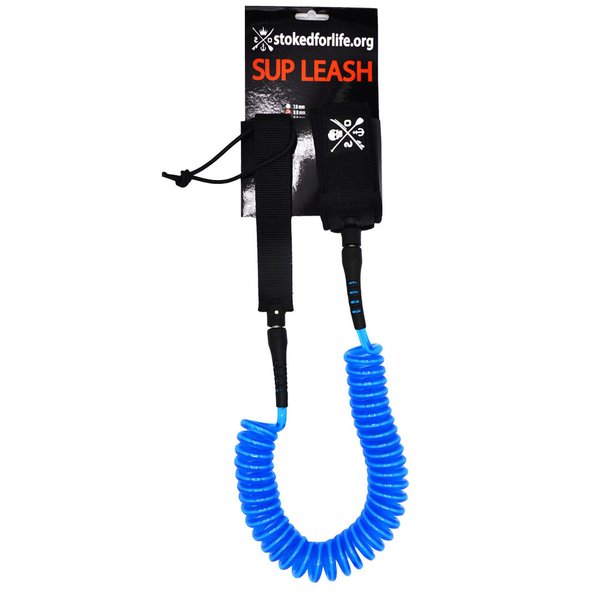 STOKED FOR LIFE Blue SUP Coiled Board Leash